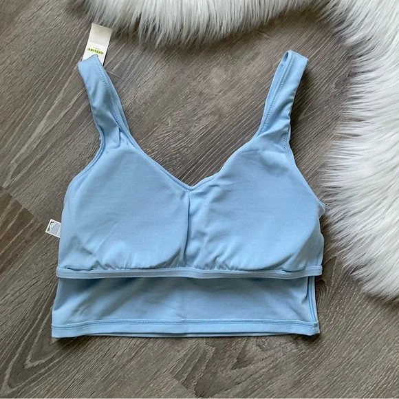 ๐ฉต OFFLINE By Aerie Blue Real Me Low Key Longline Sports Bra Size Medium - Picture 3 of 9